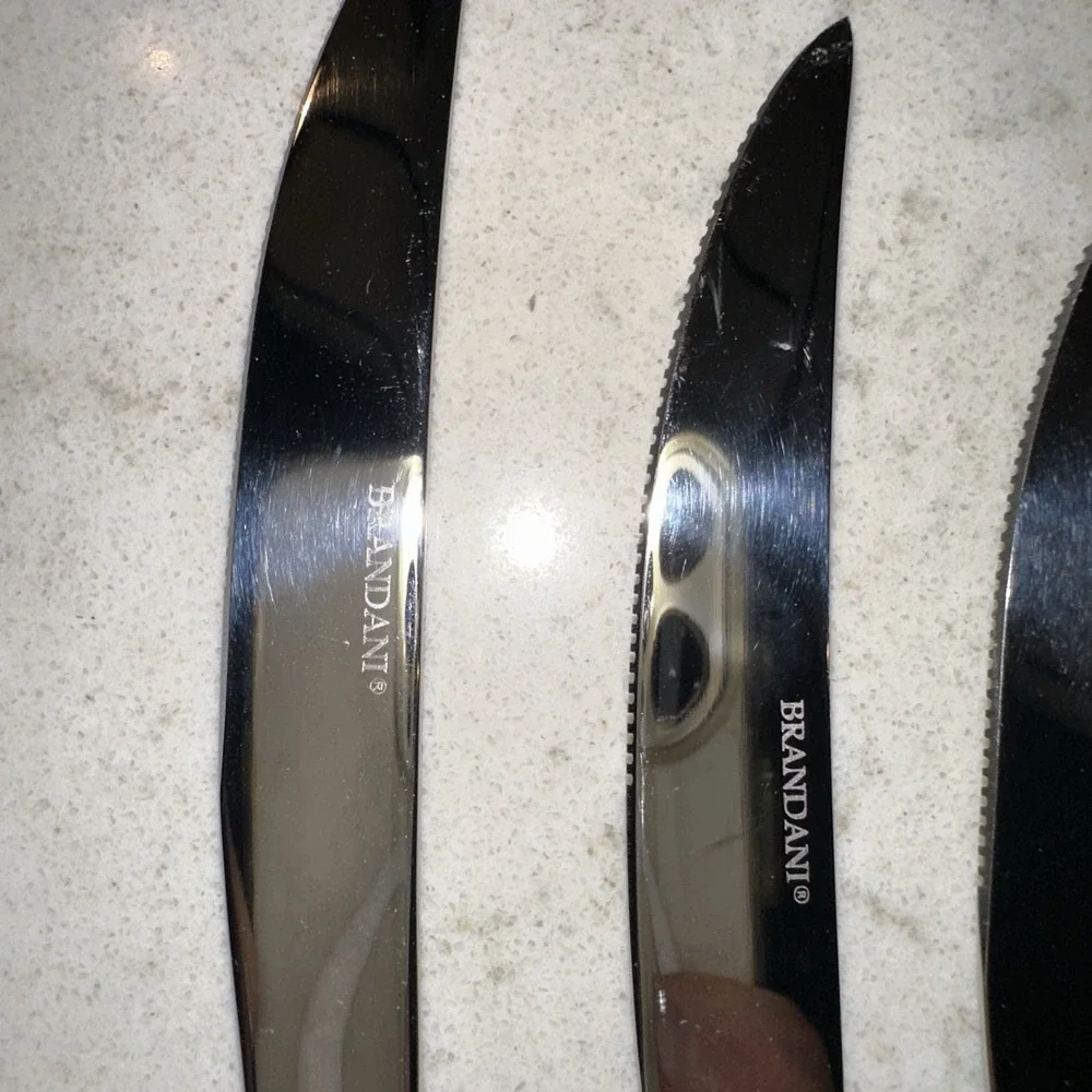 BRANDANI Steak Knives Stainless Steel Set Of 4 Inox Italian Style Serrated Silve